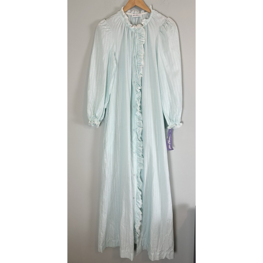 Vintage Miss Elaine Nightgown Snap Front Ruffle Prairie Cottagecore Small NWT